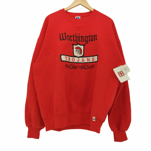 ラッセルアスレチック RUSSELL ATHLETIC 90s USA製 Vガゼット フロント刺繍裏起毛クルーネックスウェット メンズ import:XL