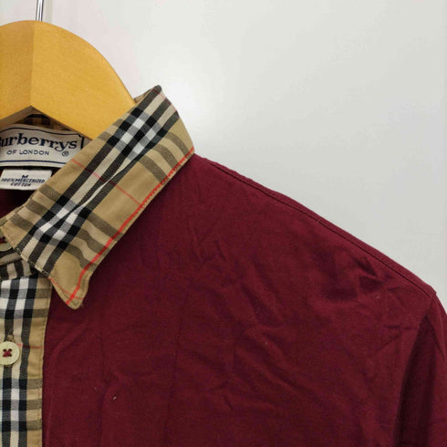 バーバリーズ BURBERRYS 90s ノバチェック襟切替 長袖コットンポロシャツ レディース import:M