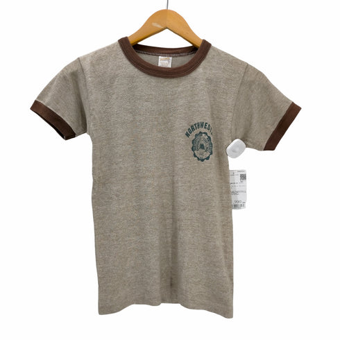 スポーツウエア Sportswear 80s USA製 NORTHWESTERN 1851 プリント リンガーTシャツ レディース import:XL