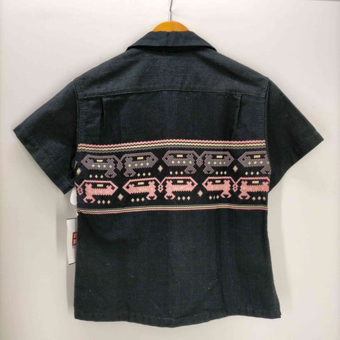 バンビーノ BAMBINO アズテック柄 S/S オープンカラーシャツ レディース JPN:1