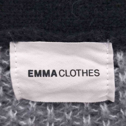 エマクローズ EMMA CLOTHES イレギュラー ストライプ モヘアライク ジャガード編み ニット ルーズ カーディガン メンズ JPN:M