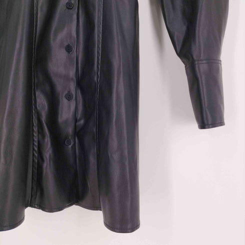ザラ ZARA FAUX LEATHER BELTED DRESS フェイクレザー シャツワンピース レディース import:S
