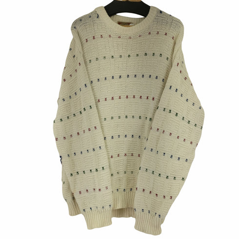 C.J.COTTON 80-90s MADE IN USA マルチカラードット オーバーサイズ コットンニット メンズ import:L