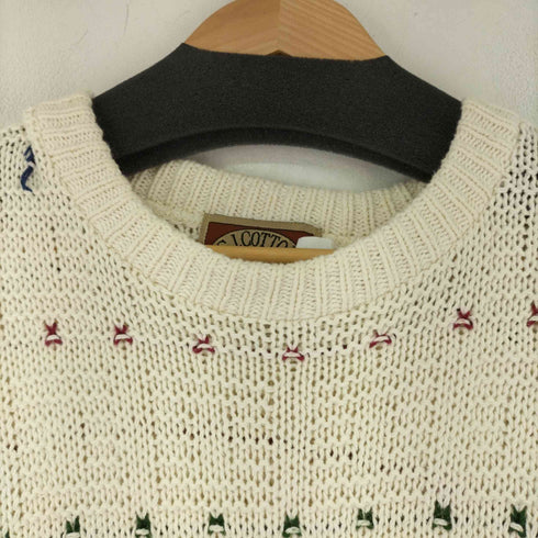 C.J.COTTON 80-90s MADE IN USA マルチカラードット オーバーサイズ コットンニット メンズ import:L