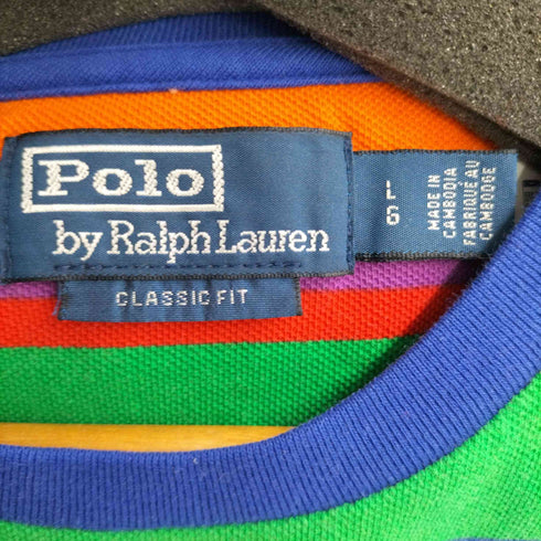 ポロバイラルフローレン Polo by RALPH LAUREN 20/1 Uneven Mesh-Ssl-Tsh マルチカラーボーダーTシャツ メンズ JPN:L