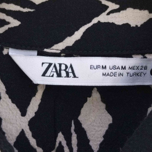 ザラ ZARA 総柄プリント レーヨン ハーフボタンシャツワンピース レディース import:M