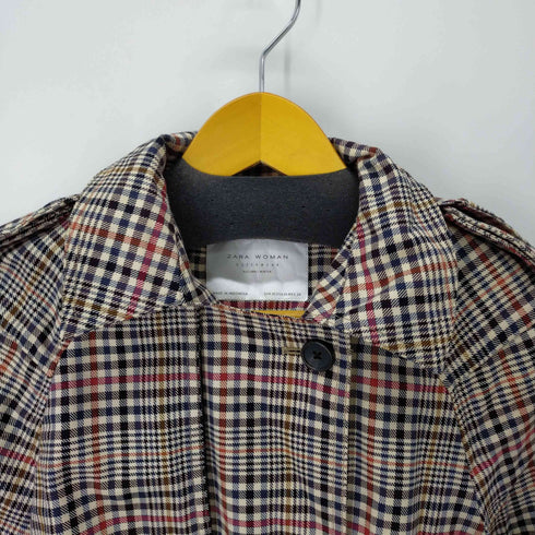 ザラ ZARA フード付きチェック柄コート レディース JPN:XS