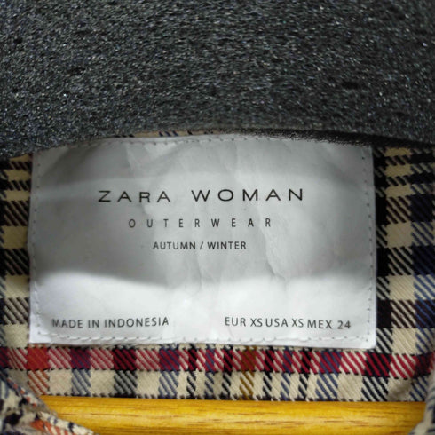 ザラ ZARA フード付きチェック柄コート レディース JPN:XS