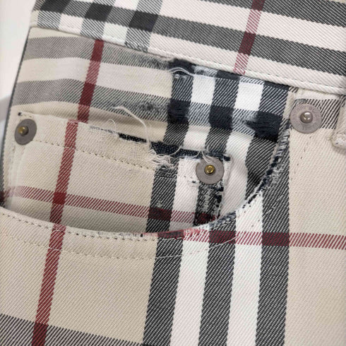 バーバリーブラックレーベル BURBERRY BLACK LABEL ノバチェックボタンフライスキニーパンツ メンズ JPN:71-76