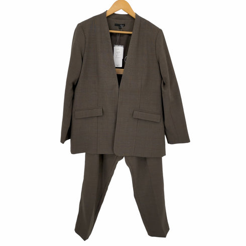 ラナン RANAN ノーカラー グレンチェックテーラードジャケット セットアップ レディース import:XL