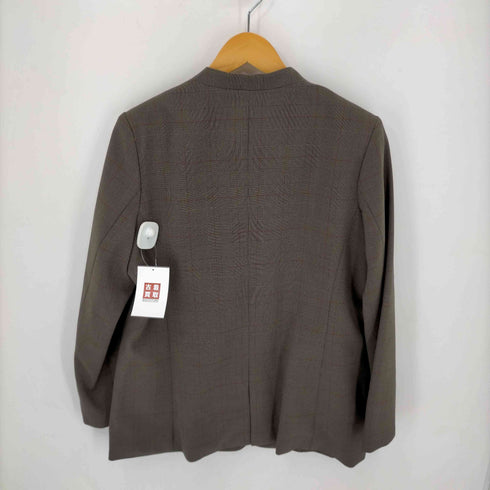 ラナン RANAN ノーカラー グレンチェックテーラードジャケット セットアップ レディース import:XL