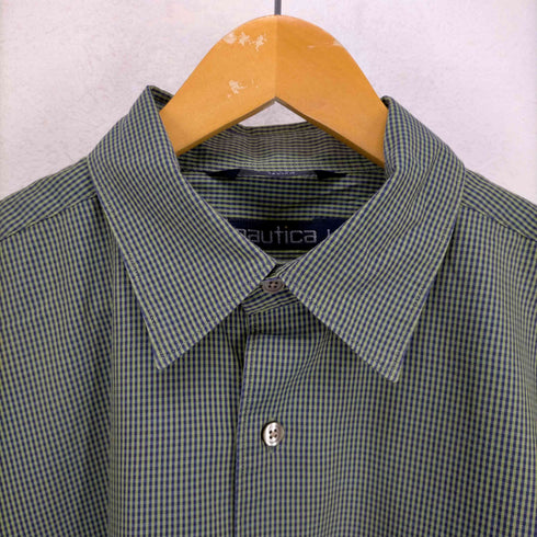 ノーティカ NAUTICA 90S PINPOINT OXFORD ロゴ刺繍長袖シャツ メンズ import:L