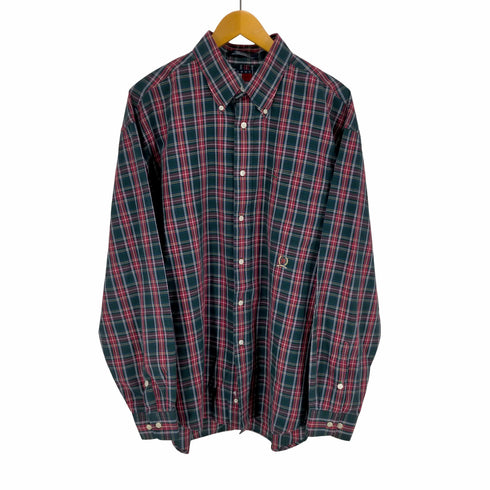トミーヒルフィガー TOMMY HILFIGER 00S ロゴ刺繍 タータンチェック BDシャツ メンズ import:XL