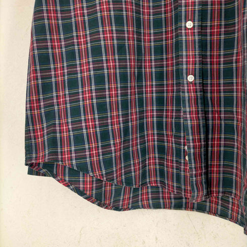 トミーヒルフィガー TOMMY HILFIGER 00S ロゴ刺繍 タータンチェック BDシャツ メンズ import:XL
