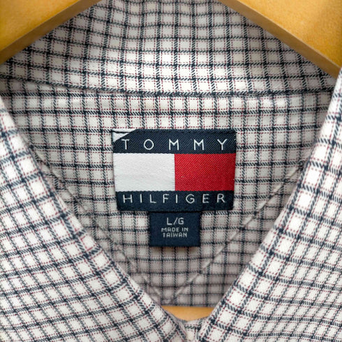 トミーヒルフィガー TOMMY HILFIGER 00S ロゴ刺繍 チェック柄 BDシャツ メンズ import:L