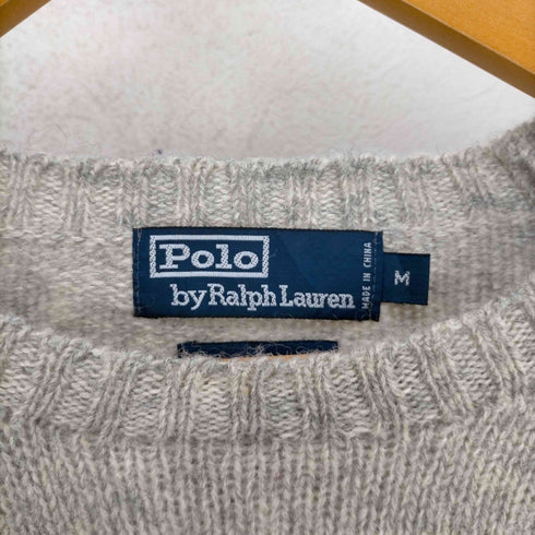 ポロバイラルフローレン Polo by RALPH LAUREN 90-00S ベアー刺繍 ウール100 メランジニット メンズ import:M