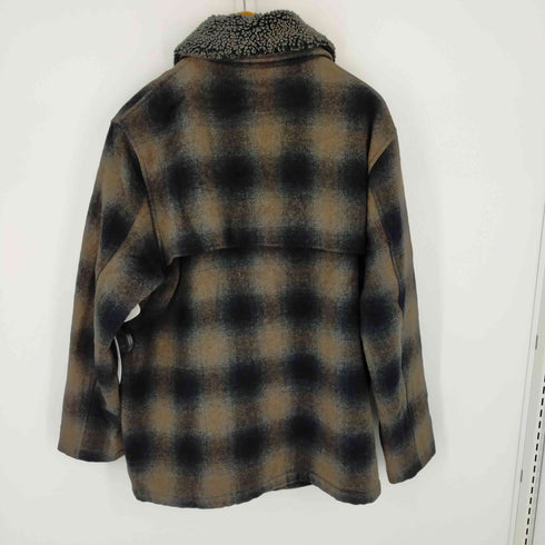 エディーバウアー Eddie Bauer オンブレチェックウールコート 襟ボア着脱可能 メンズ JPN:L