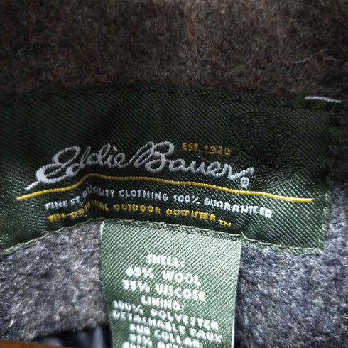 エディーバウアー Eddie Bauer オンブレチェックウールコート 襟ボア着脱可能 メンズ JPN:L