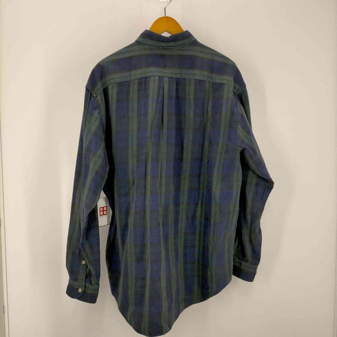 トミーヒルフィガー TOMMY HILFIGER 90s フラッグタグ シンガポール製 エンブレム刺繍 ブラックウォッチ ボタンダウンシャツ メンズ import:L