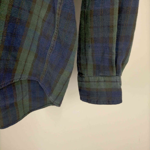 トミーヒルフィガー TOMMY HILFIGER 90s フラッグタグ シンガポール製 エンブレム刺繍 ブラックウォッチ ボタンダウンシャツ メンズ import:L