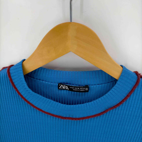 ザラ ZARA レアスリーブ パイピング リブトップス レディース import:M