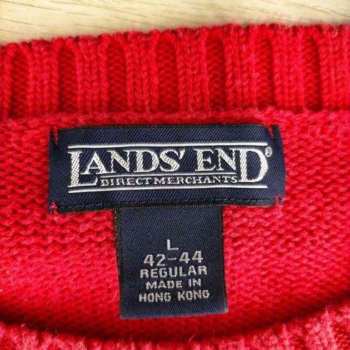 ランズエンド LANDS END 90s-00s 香港製 ラグランコットンニット メンズ JPN:L