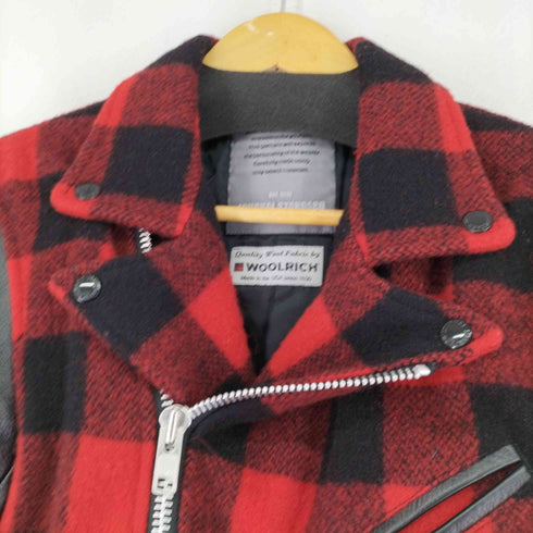 ウールリッチ WOOLRICH カウレザー ウールチェック ダブルライダース メンズ JPN:M