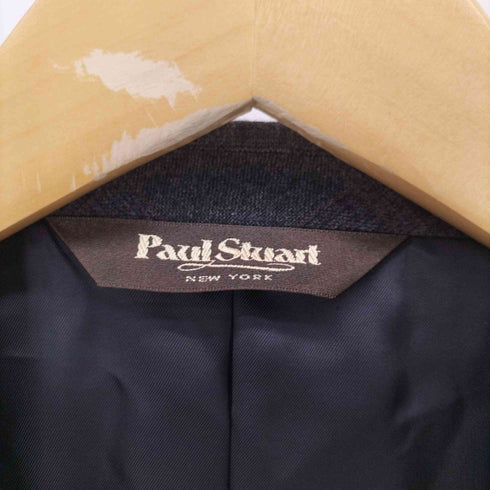 ポールスチュアート Paul Stuart チェック柄 ウール ダブルボタン テーラードジャケット センタープレス タック スラックスパンツ メンズ 93-79-175 48R