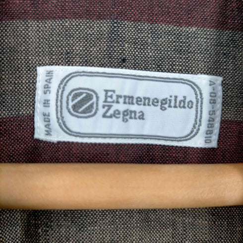 エルメネジルドゼニア ERMENEGILDO ZEGNA リネン ストライプバンドカラーシャツ メンズ