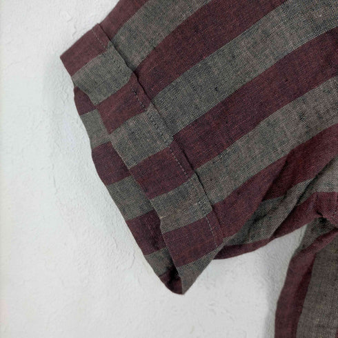 エルメネジルドゼニア ERMENEGILDO ZEGNA リネン ストライプバンドカラーシャツ メンズ