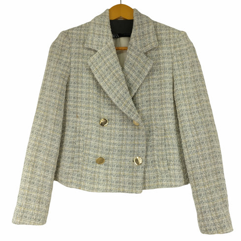 ザラ ZARA コットンダブルツイードブレザー レディース import:XS