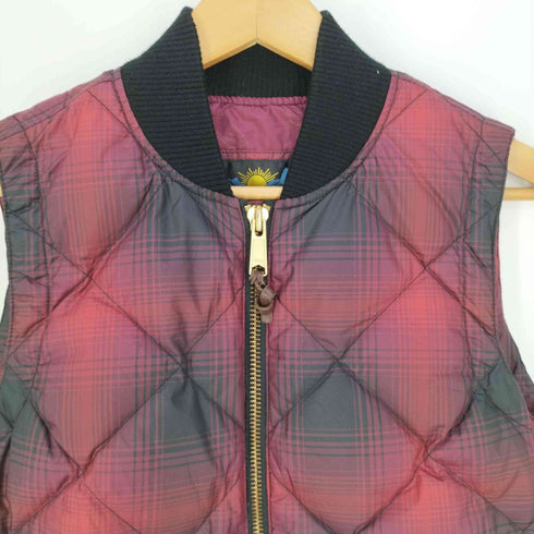 エディーバウアー Eddie Bauer BAUER DOWN 日の出タグ 復刻 チェック キルティングダウンベスト レディース import:XS