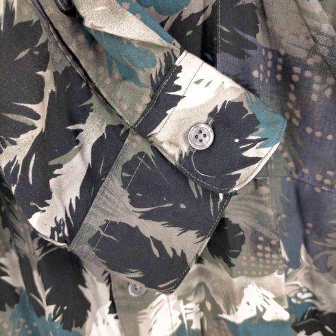 ペリーエリス PERRY ELLIS バンドカラー レーヨンシャツ 総柄 メンズ import:XL