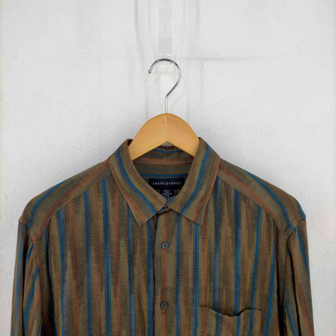 ジェーンバーンズ JHANE BARNES シルクレーヨン ストライプシャツ メンズ import:L
