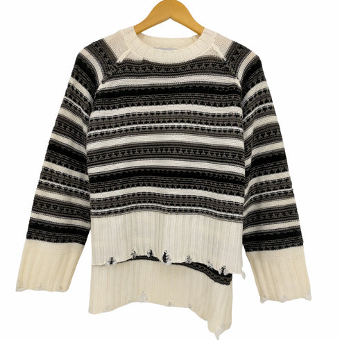 アズールバイマウジー AZUL by moussy DISTRESSED BORDER KNIT TOPS レディース JPN:S