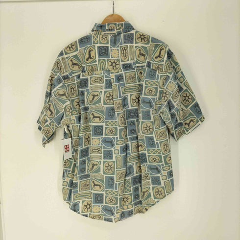 BUGLE BOY COMPANY 総柄 リネン混 S/S コットン シャツ メンズ import:L