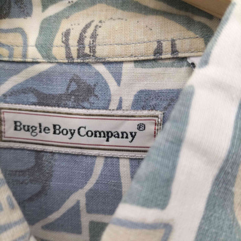 BUGLE BOY COMPANY 総柄 リネン混 S/S コットン シャツ メンズ import:L