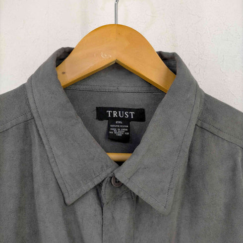 トラスト TRUST レギュラーカラースエードシャツ メンズ 2XL