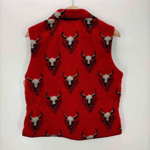 BARN FLY RANCH COLLECTION USA製 コンチョボタン バッファロー 総柄 フリースベスト レディース import:S