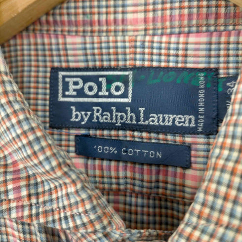 ポロバイラルフローレン Polo by RALPH LAUREN 香港製 ホリゾンタルカラー チェックシャツ メンズ 15 1/2-34