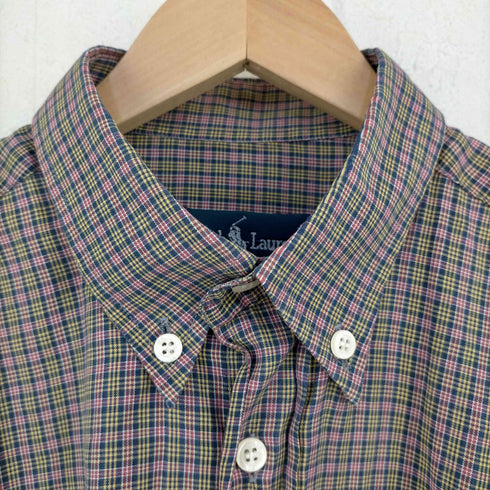 ラルフローレン RALPH LAUREN USA製 ポニー刺繍 チェック BDシャツ メンズ import:L