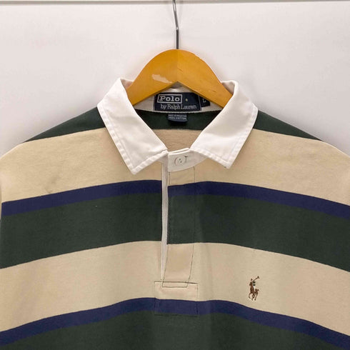 ポロバイラルフローレン Polo by RALPH LAUREN ボーダー スモールポニー刺繍 L/S ラガーシャツ メンズ import:L