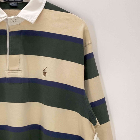 ポロバイラルフローレン Polo by RALPH LAUREN ボーダー スモールポニー刺繍 L/S ラガーシャツ メンズ import:L