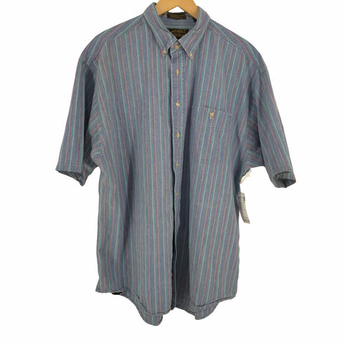 エディーバウアー Eddie Bauer 黒タグ後期 インディアンシャンブレー ストライプ BDシャツ メンズ import:XL