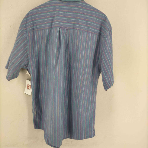 エディーバウアー Eddie Bauer 黒タグ後期 インディアンシャンブレー ストライプ BDシャツ メンズ import:XL