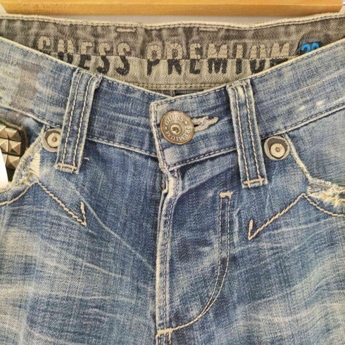 ゲス GUESS GUESS PREMIUM 90-00s Falcon ポケットスタッズ ローライズ ダメージブーツカットデニム メンズ W29
