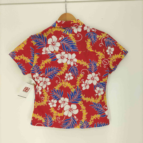 HAWAII I.D. ハワイ製 ハイビスカス 花柄 開襟 アロハ シャツ レディース import:S