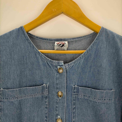 90S USA製 ノーカラーデニムワンピース レディース US:6