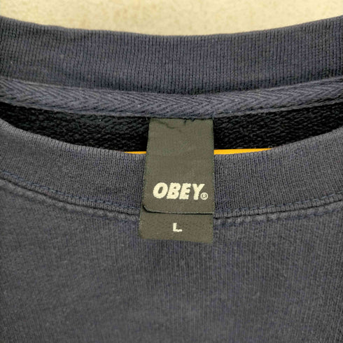 オベイ OBEY フロントロゴプリントクルーネックスウェット メンズ JPN:L