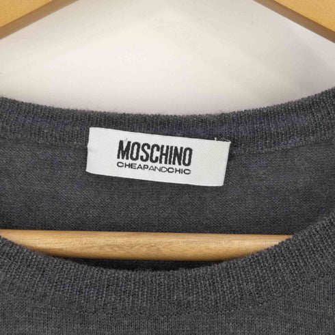 モスキーノ MOSCHINO イタリア製 バージンウール ラグランスリーブ ニットTシャツ レディース 42